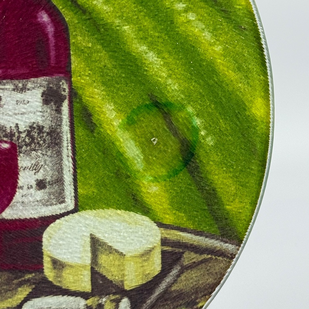 VTG Greenbriar Glass Cutting Board‎ Vineyard Wine Cheese Round Green Kitchen 8in - Picture 3 of 8